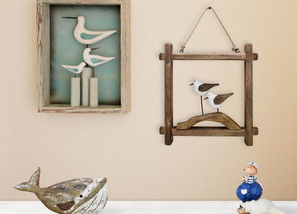 Wood Seabird Beach Wall Hanging Decor Rustic Ocean Seagull Ornaments