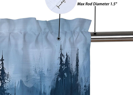 WUQIANQ Blue Gray Valance Curtains 2 Pack Abstract Art Mountain Forest Valance for Kitchen Windows Bathroom Living Room Bedroom Window Treatment Valances 54x18in