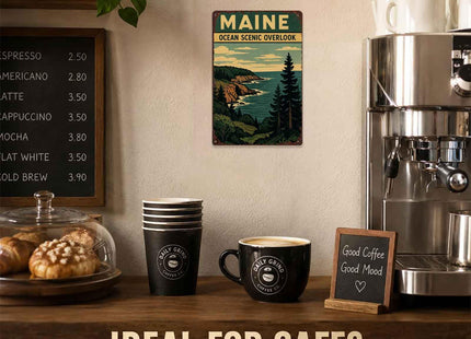 Maine Ocean Scenic Vintage Metal Wall Art Signs 8X12 Inch