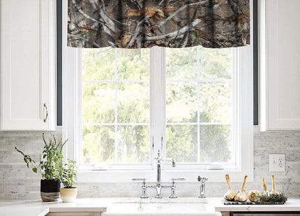 Yearn Jear Forest Camouflage Valance Curtain,Camo Conifer Oak Branches Leaves Mossy Hunting Lodge Camp Cabin Theme Windows Curtain Valance for Cottage Kitchen Dining Room,54x18inch