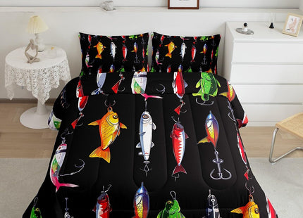 Erosebridal Fishing Comforter Set Fish Hunting Bedding Colorful Fish King