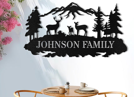 Custom Sign, Custom Metal Sign Customized Family Name Sign, Woodland Deer Metal Sign for Mother's Day Father's Day, Rustic Deer Hunter Gift Outdoor Decor Cabin Decor Home Decor Porch Wall Art Sign