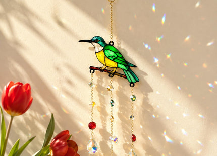 Stained Glass Hummingbird Suncatcher Crystal Hummingbird Gift Bird Decor
