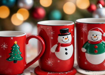 Leinuosen 6 Pcs Christmas Coasters, Cotton Xmas Snowman Cup Mats