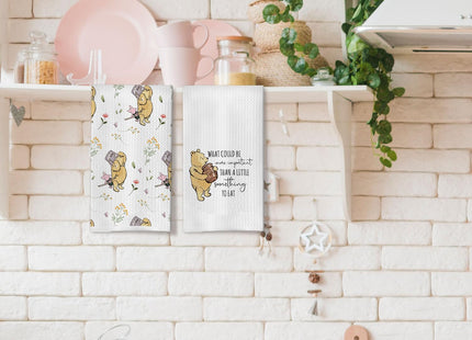QZCYU Winnie Kitchen Towels Set of 2 - The Pooh Bear Decor Stuff for Kitchen Bathroom - Winnie Dishes Dish Towel - Winnie Bathroom Hand Towels - The Pooh Gifts for Women - Winnie Waffle Towels