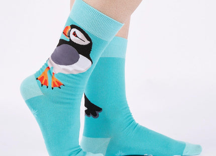 Sock It To Me Puffin Awesome Men's Crew Socks, Blue
