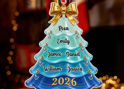 Wrappiness Custom Name Christmas Ornament, Family Member Pine Tree Ornament