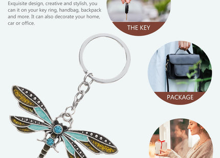 PRETYZOOM Dragonfly Keychain, Rhinestone Dragonfly Bag Charms Butterfly Purse Hanging Pendant Key Holder for Women