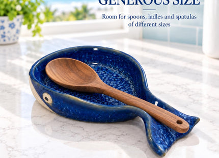 Cute Whale Ceramic Spoon Rest for Kitchen, Jewelry Tray & Ocean Decor