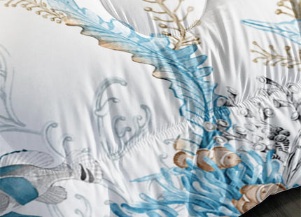 Blue Sea Turtle Themed Comforter Set 3Pcs Queen for Kid Teen Girl Boy Adult