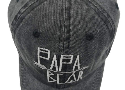 OASCUVER Men‘s Embroidered Papa Bear Hats Adjustable Baseball Cap Washed Denim Dad Hat(Papa Bear Embroidered Black, one Size)