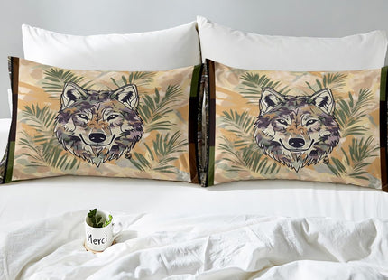 Erosebridal Fox Duvet Cover Twin Size Woodland Camo Comforter Cover Army Green Camouflage Wild Animal Bedding Set for Boys Teen Men,Wildlife Nature Tree Branch Quilt Cover with 1 Pillow Case