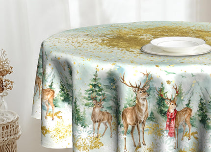 VentuCoven Christmas Tablecloth 60 inch Round Xmas Winter Deer Table Cloth Xmas Table Cloths Tablecloths for Kitchen Dining Decorations Holiday
