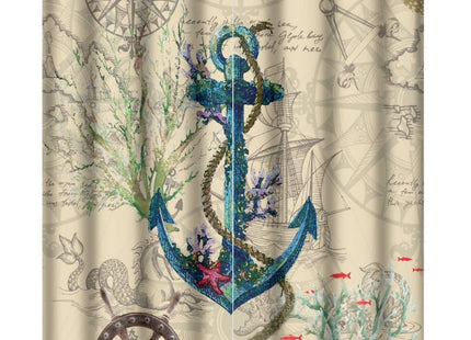 Kazynee Nautical Ocean Anchor Room Darkening Blackout Window Curtains with Grommets,Retro Wooden Rustic Underwater World Compass Anchor Energy Efficient Window Treatment 2 Panels 72L x 31.5W