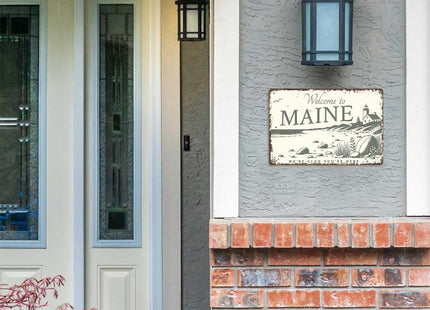 Funny Signs Metal Tin Poster 8x12inch Welcome - Maine Home Wall Art Decoration Painting For Home Yard Sign Outdoor Lawn Garden Office Decor