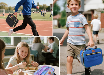 Genteen Lunch Box for Kids, Boys - Insulated Small LunchBox Reusable, Zip Closure & Buckle Handle, Portable Cooler for Work, School, Travel (Mermaid)