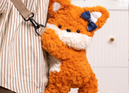 Cute Plush Fox Crossbody Bag, Orange Fluffy Fox Party Bag with Adjustable Strap, Phone, Cosmetic Multi-Way Carrying (Orange-FOX)