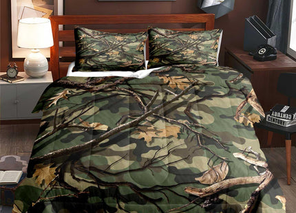 LUVIVIHOME 3PCS Green Camo Comforter Set Queen Size, Rustic Camouflage Bedding Quilt Country Farmhouse Forest Man Cave Bedroom Decor, Hunting Gifts for Men Husband Boyfriend Boys, 2 Pillow Shams