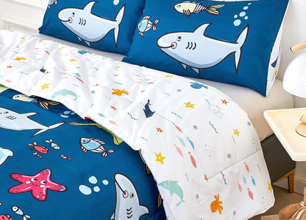 WINLIFE Shark Comforter Set Queen Size for Boys Teen Ocean Themed