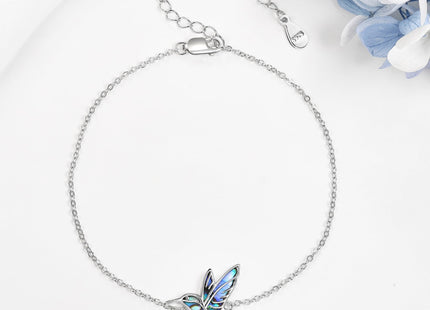 AXOMY Hummingbird Bracelet 925 Sterling Silver Abalone Shell Humming Bird Bracelets Hummingbird Jewelry Gifts for Women Mom Hummingbirds Lovers