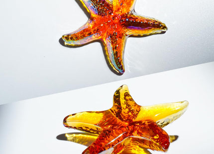Amber Blown Glass Starfish Figurine Miniature Ocean Home Decor