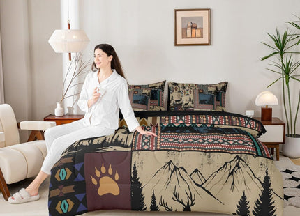 Feelyou Kids Bear Deer Comforter Set with Sheets Full Size Wild Animal 7 Pieces Bedding Set for Boys Girls Bedroom Decor Rustic Cabin Country Western Farmhouse Hunting Southwestern Bed in a Bag Soft