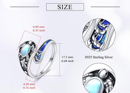 JBAERD Sea Turtle Spoon Rings Sterling Silver Adjustable Sea Turtle Ring Ocean Jewelry Gifts for Women Men