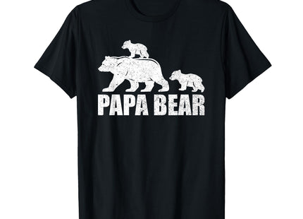 Papa Bear Two Cubs Shirt Daddy Bear Twin Tshirt Papa 2 Kids T-Shirt, Men, Black, 3X-Large