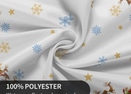 Giwawa 60in Christmas Round Tablecloth Santa Claus Sleigh Reindeer Table Cover Xmas Tree Winter Snowflakes Stain Resistant Waterproof Table Cloth for Kitchen Dining Holiday Indoor Outdoor Decor