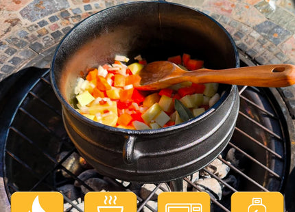 Mabeeze 6 Qt Cast Iron Potjie Pot, 3-Legged Campfire Dutch Oven