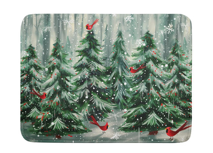 Winter Pine Tree Dish Drying Mat Red Bird Berry Dishes Drainer Mats Absorbent Microfiber Kitchen Counter Protector Drying Mats 18x24 Inch