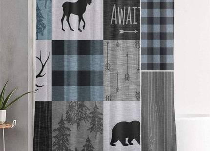 Carwayii Rustic Shower Curtain Lodge Bear Moose Deer Quick Dry Bath Curtain Machine Washable Bathroom Accessories for Home Decor 72x72Inch