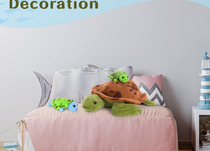 Muiteiur 4 Pcs Sea Turtle Stuffed Animals with Babies Inside, Turtle Plush