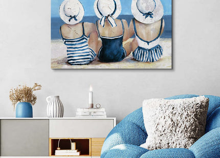 Navy Blue Coastal Canvas Wall Art Beach Wall Decor for Girls Bedroom Rustic Ocean Landscape Painting Bathroom Picture Nautical Seaside Swimsuit Poster Artwork Living Room Kitchen Decoration 20x30"