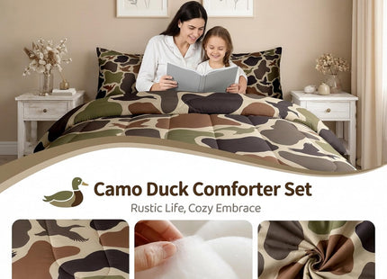 Erosebridal Duck Hunting Comforter Set Twin Size Army Camo Bedding Set Kids Boys Green Camouflage Military Comforter Wild Woodland Duvet Set Farmhouse Lightweight Room Decor