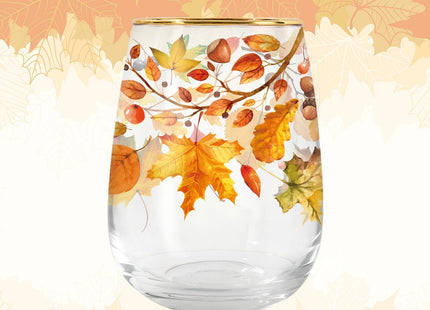 Whaline 2 Pcs Fall Stemless Wine Glasses, Maple Leaf, 17 Oz