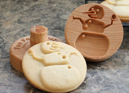 Fun Food Tools, Wood Cookie Stamp, 2.5 Inch (Snowman CS-015)