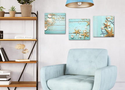 Nachic Wall Seashell Wall Art Starfish Pictures Teal Bathroom Decor