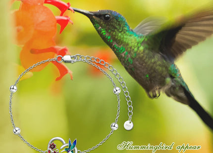 LONAGO Hummingbird Bracelet Sterling Silver Hummingbird Link Adjustable Bracelet Jewelry Gift for Women