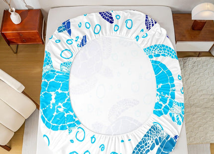 Sea Turtle Bedding Set King Kids Tortoise Fitted Sheet Underwater World Bed Sheet for Boys Girls Children Bedroom, Ocean Themed Home Decorative 4 Pcs Bedding Decor Set with 1 Flat &2 Pillowcases