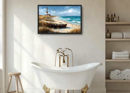 Glocmna Large Ocean Lighthouse Wall Art for Living Room Beach Coastal Scenery Wall Decor summer nautical Seascape Canvas Pictures Painting Print Framed Artwork Decorations for Bedroom Home Gifts 24"x36"