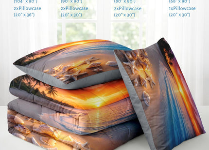 Nesker Full Comforter Set, 3 Pieces Beach Seashell Bedding, All Season
