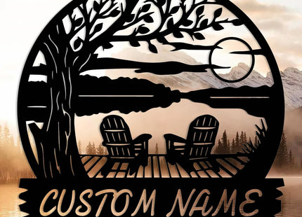 Personalized Lake House Metal Sign, Forest Lake Decor, Custom Lake House House Number Sign, Camping Metal sign, Outdoor Cabin Decor (Style-D)