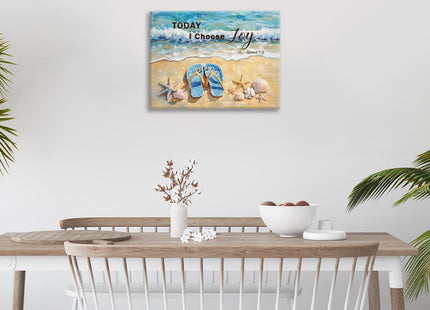 Trulave Blue Beach Ocean Pictures Wall Art Christian Seashell Decor 16x12