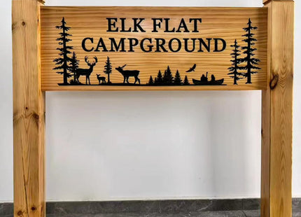 Personalised Outdoor House Sign for Camping Custom Engraved Wooden Address Sign with Stake Cabin Door Number Street Small Driveway Signs Business Signs Housewarming Gift