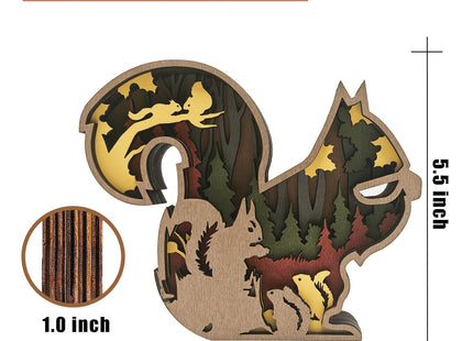 Laozai Cabin Decor Wooden Squirrel Wall Art