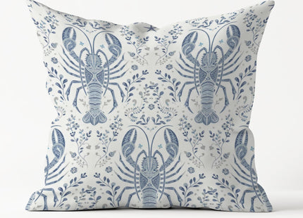 Poecinvi Blue Lobster Coastal Pillow Cover 18x18, Crawfish Decorations, Grandmillennial Coastal Nautical Summer Decorative Throw Pillow Cover for Home Bedroom Beach House