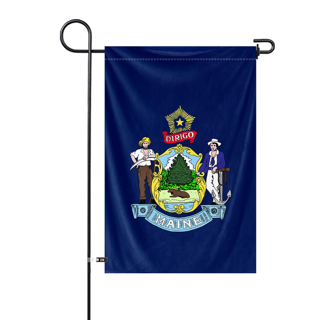 Maine State Garden Yard Flag 12x18Inch American Territories ME Yard Banner Vertical Double Sided Polyester Small Flag Patriotic State Celebration Party Outside Decor
