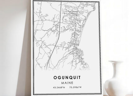 ZCXH Ogunquit Maine Map Canvas Poster Bedroom Decor Landscape Office Room Decor Gift Unframe-style08x12inch(20x30cm)