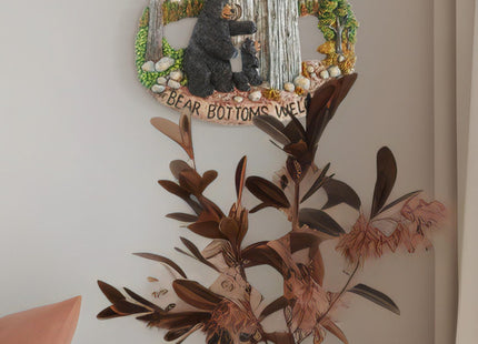 Black Bear Decorations for Home - Mama Bear Sign Bear Bottoms Welcome Home Decor Bear Cabin Wall Hanging - Wilderness Bathroom Decor Welcome Bear Sign - Bear Wall Decor Bear Pictures Wall Art
